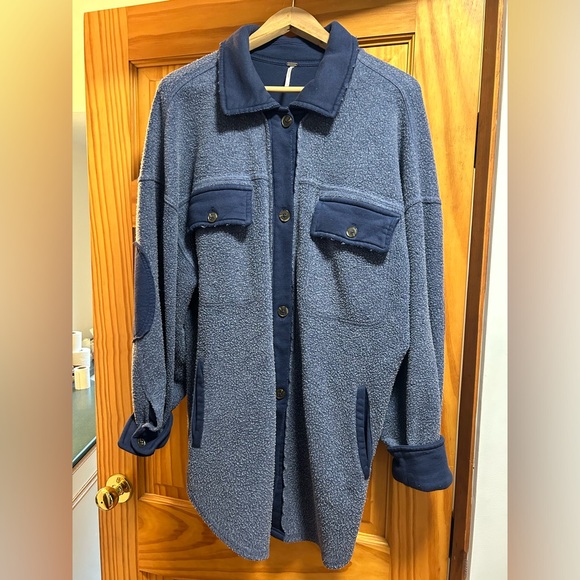 NWT Free People Ruby Jacket Indigo Blue size Large (very oversized, fits xl ) - Picture 2 of 2